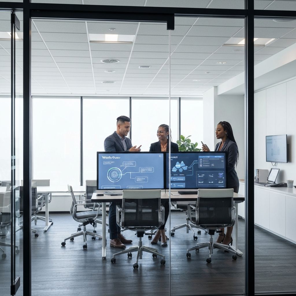 Enterprise team collaborating with SmartSpace AI workflows
